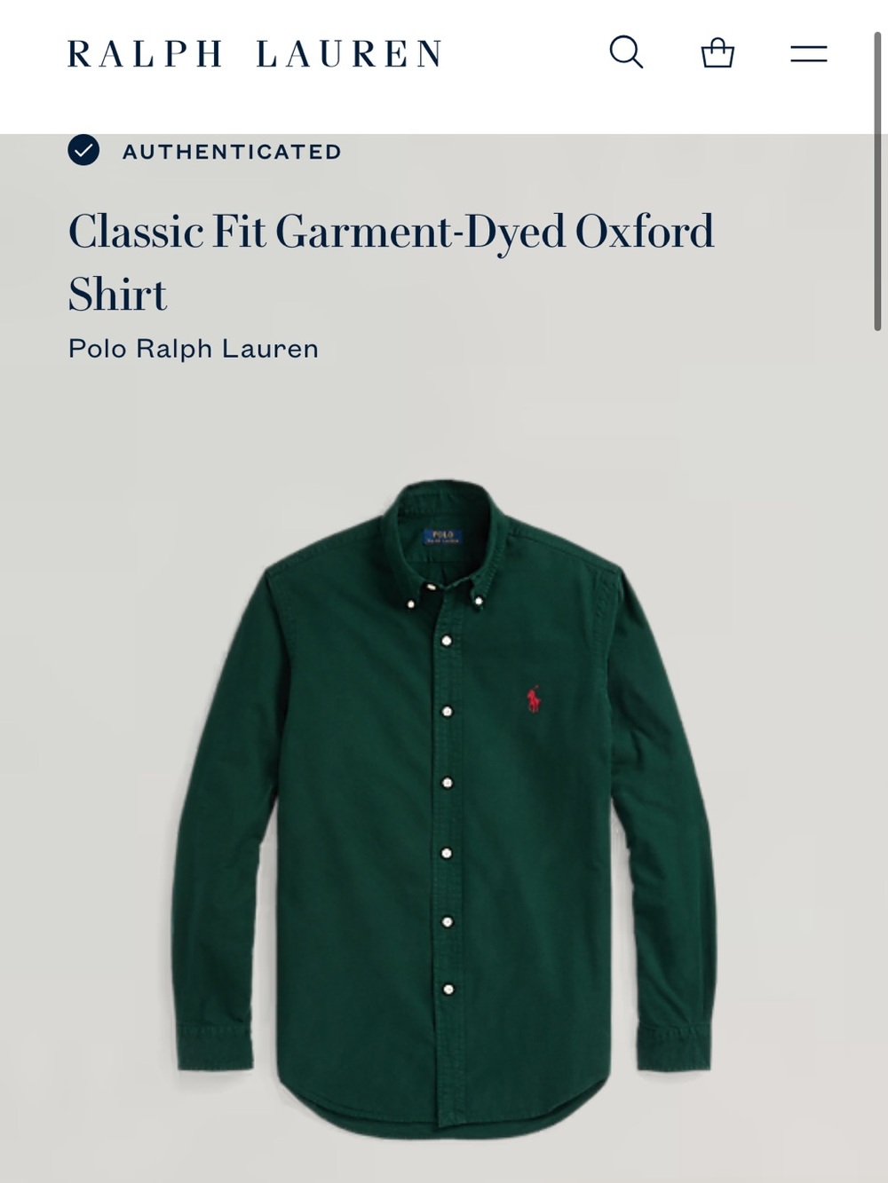 Ralph Lauren Men's Button-Down Oxford Shirt in Forest Green - Picture 6 of 7
